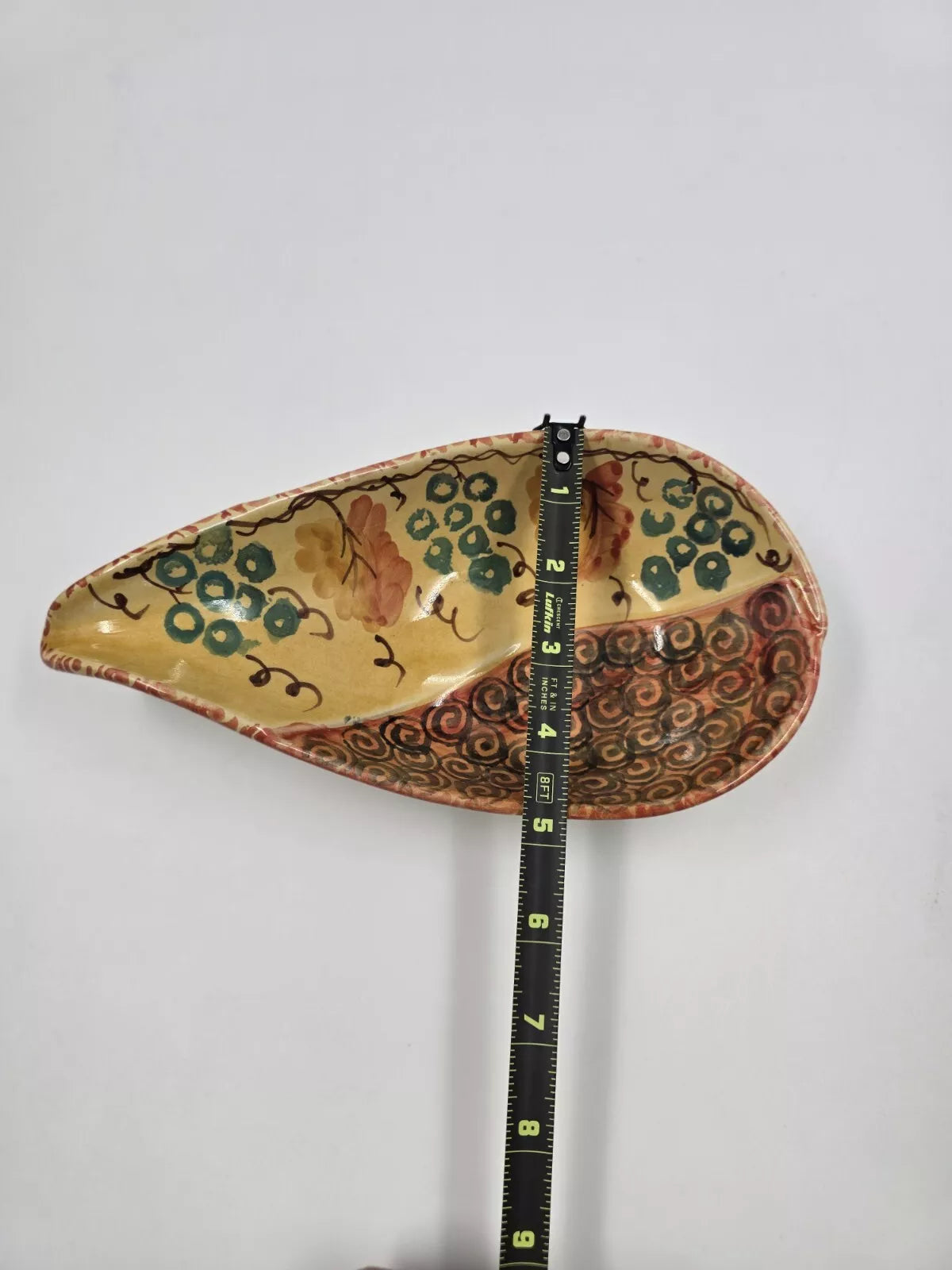 Spoon Rest, Made in Italy, Deep For Ladles Floral/Swirl Pattern