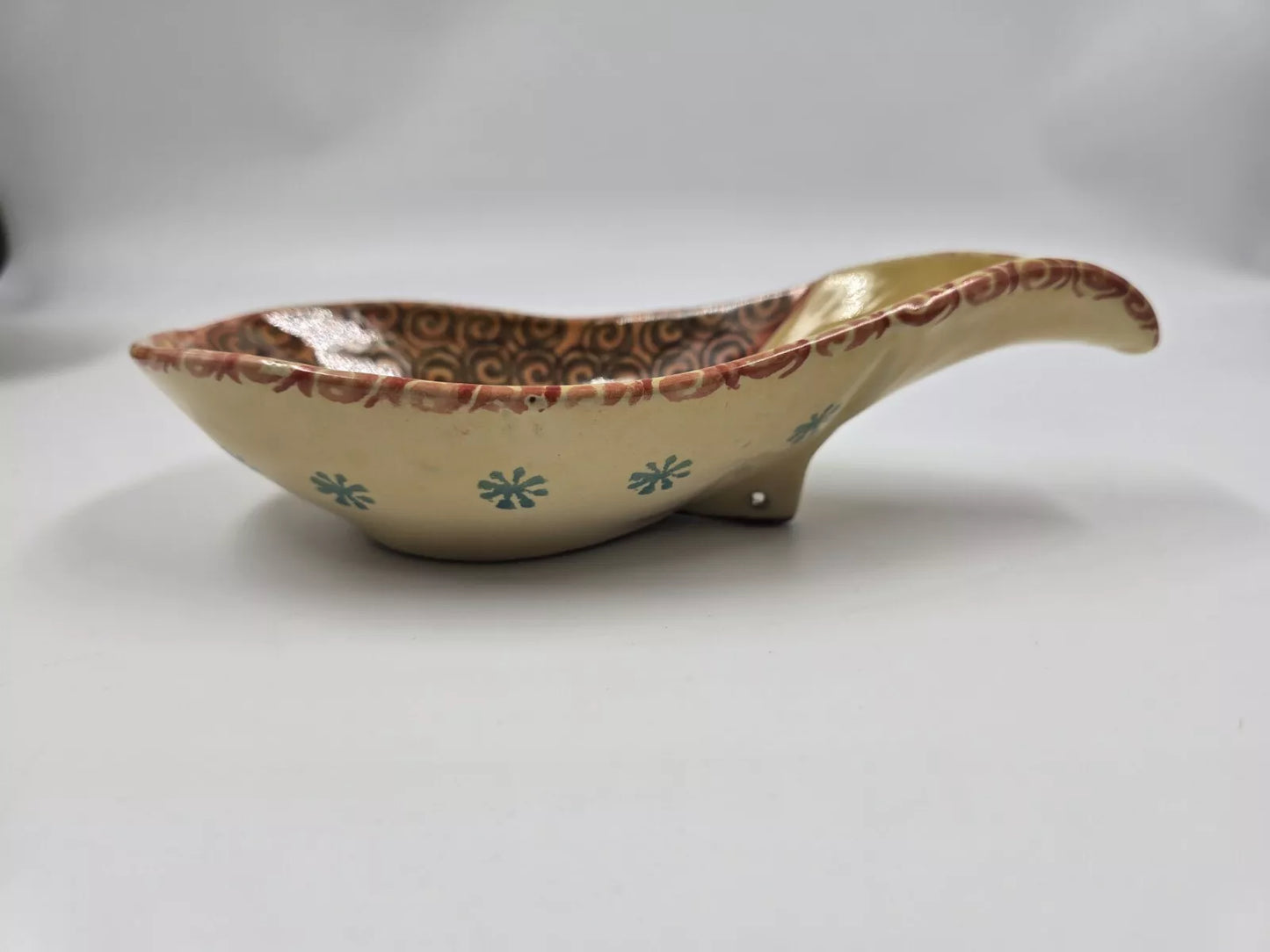 Spoon Rest, Made in Italy, Deep For Ladles Floral/Swirl Pattern