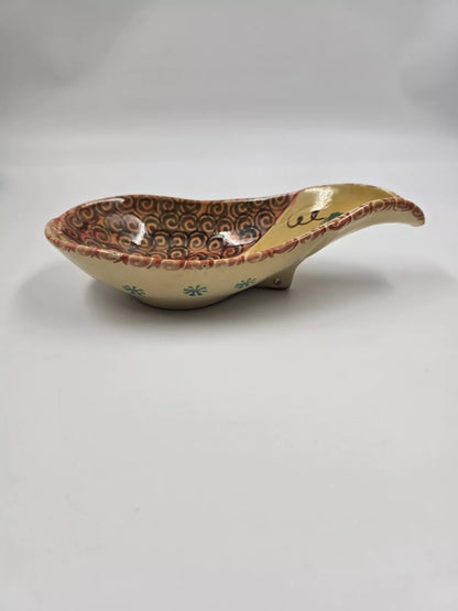 Spoon Rest, Made in Italy, Deep For Ladles Floral/Swirl Pattern