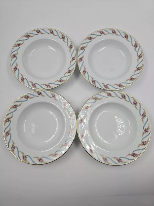 4 pcs. MAYWOOD # 5154 by NORITAKE CHINA ~ 4 Rim Soup Bowls ~ 8"