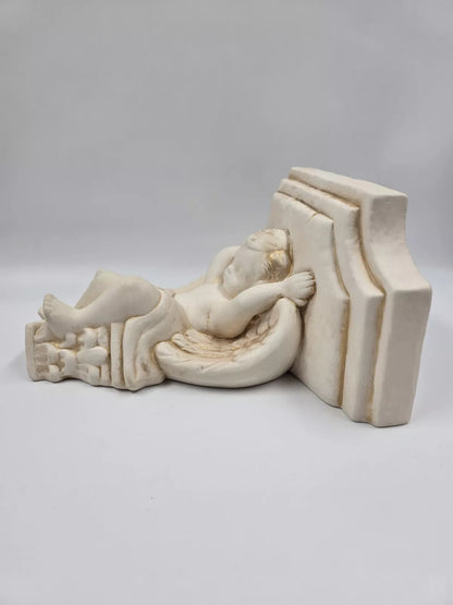 Vintage Plaster Cherub Angel Wall Sconce 9.25" X 9.25" X 5"