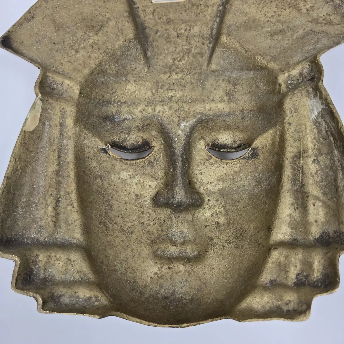 Belgian Brass Hanging Pharaoh Face Plaque 1970s Egyptian