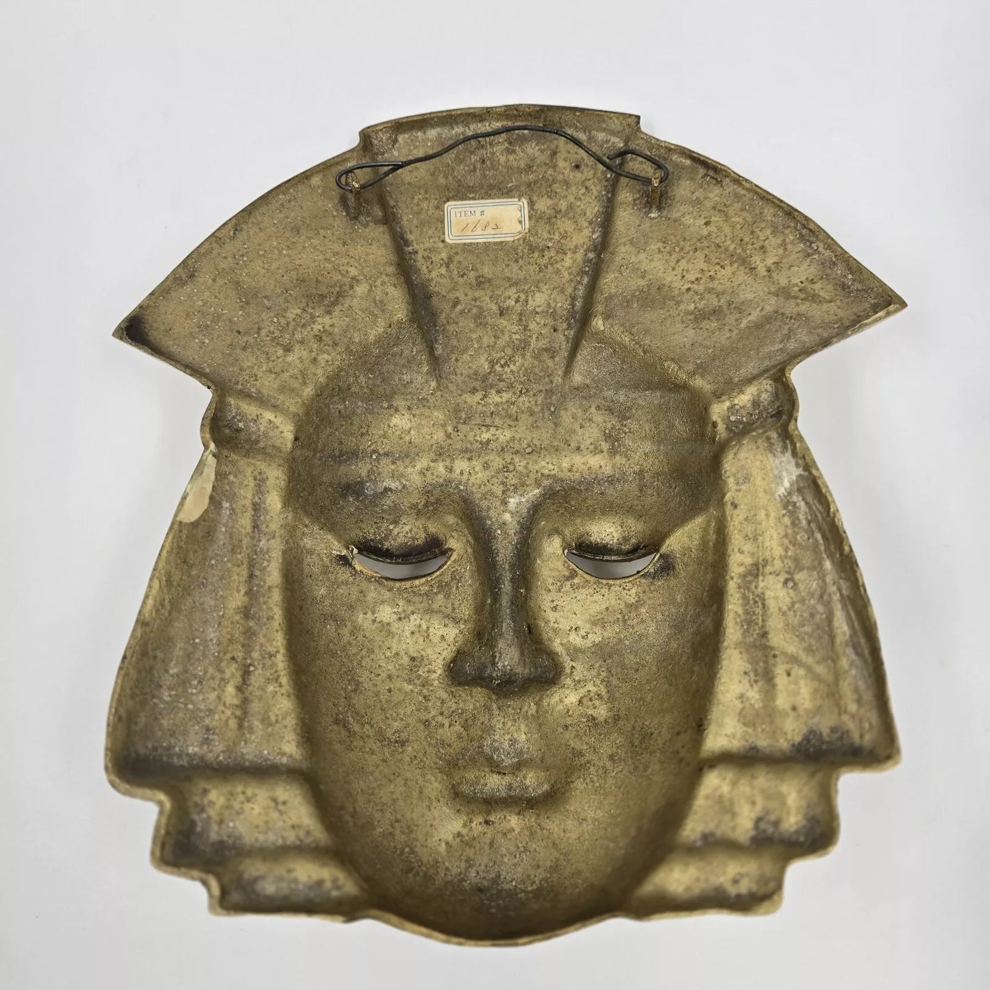 Belgian Brass Hanging Pharaoh Face Plaque 1970s Egyptian