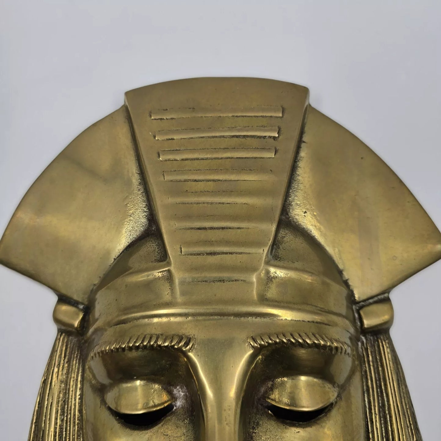 Belgian Brass Hanging Pharaoh Face Plaque 1970s Egyptian