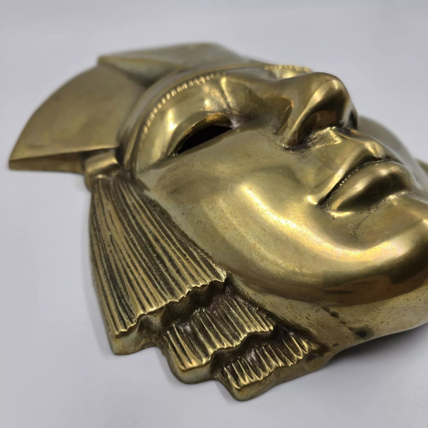 Belgian Brass Hanging Pharaoh Face Plaque 1970s Egyptian