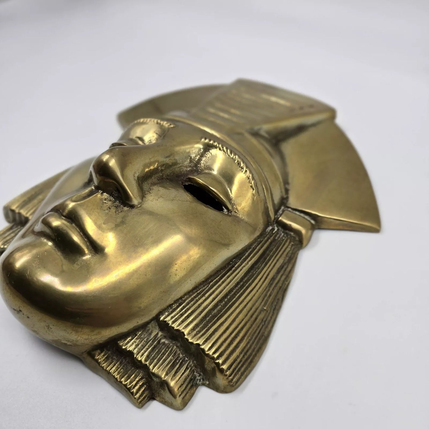 Belgian Brass Hanging Pharaoh Face Plaque 1970s Egyptian