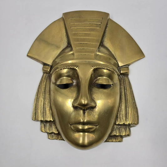 Belgian Brass Hanging Pharaoh Face Plaque 1970s Egyptian