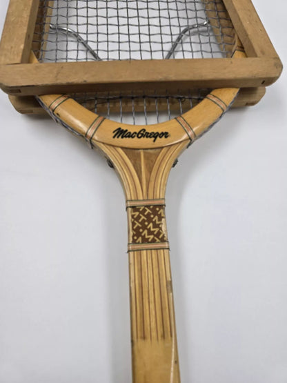 VINTAGE MACGREGOR "FLEETWOOD" WOODEN TENNIS RACQUET. With Dunlop Protector
