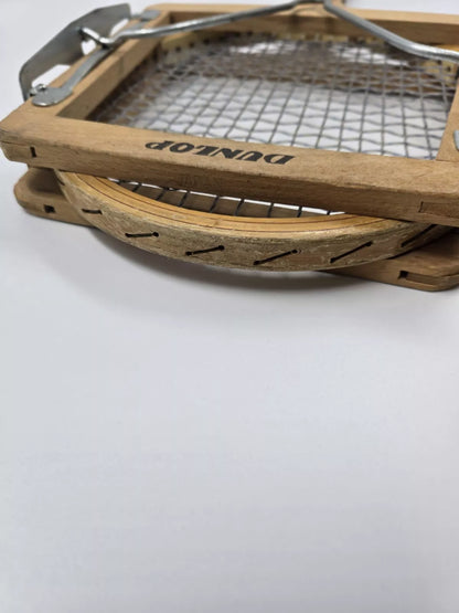 VINTAGE MACGREGOR "FLEETWOOD" WOODEN TENNIS RACQUET. With Dunlop Protector