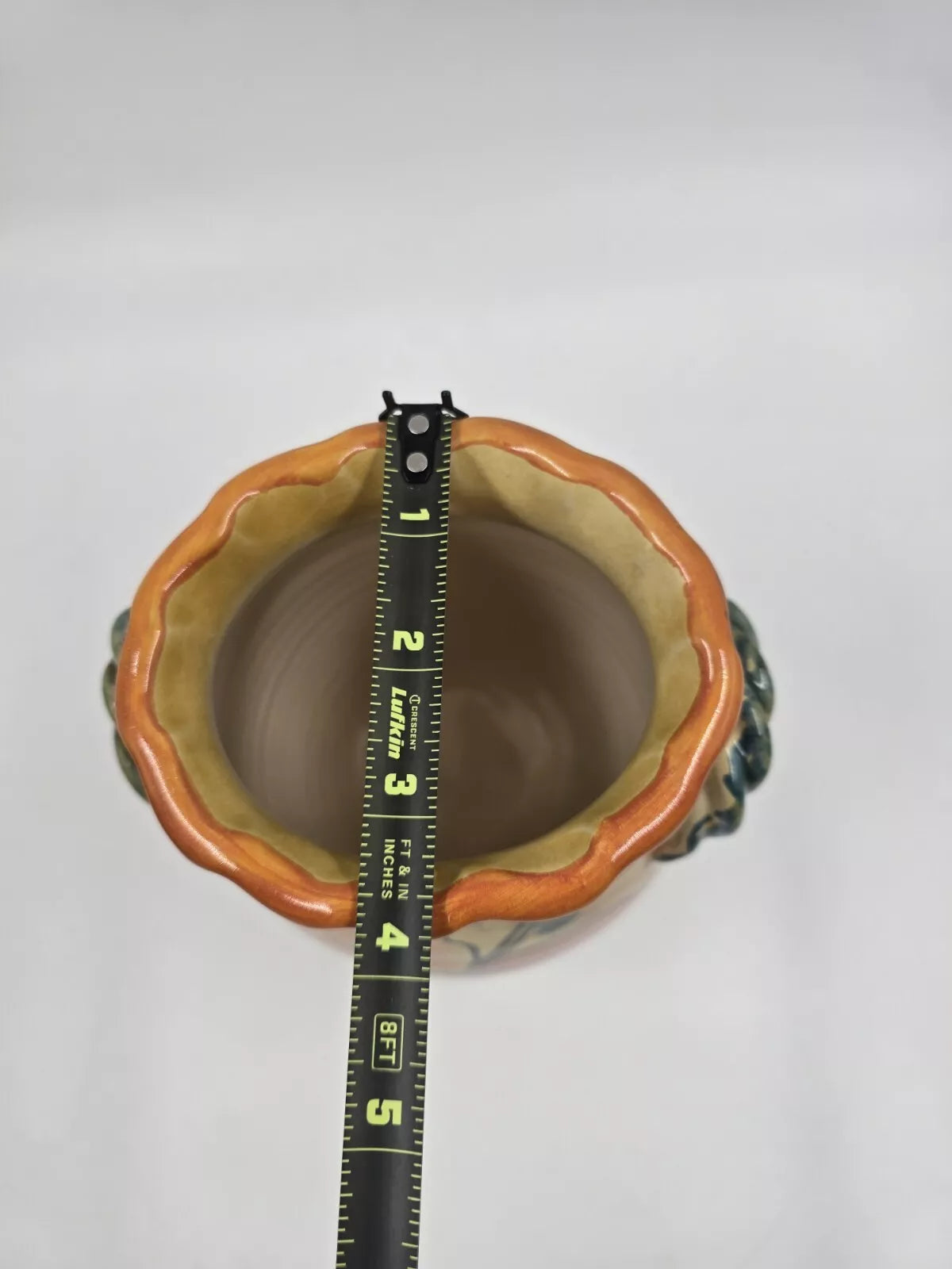 Vintage Italian Italy Vase Hand Painted Fluted Edge 7.5" Tall Leaf/Floral