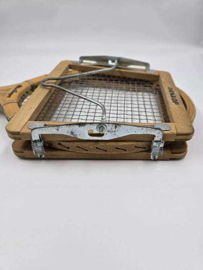 VINTAGE MACGREGOR "FLEETWOOD" WOODEN TENNIS RACQUET. With Dunlop Protector
