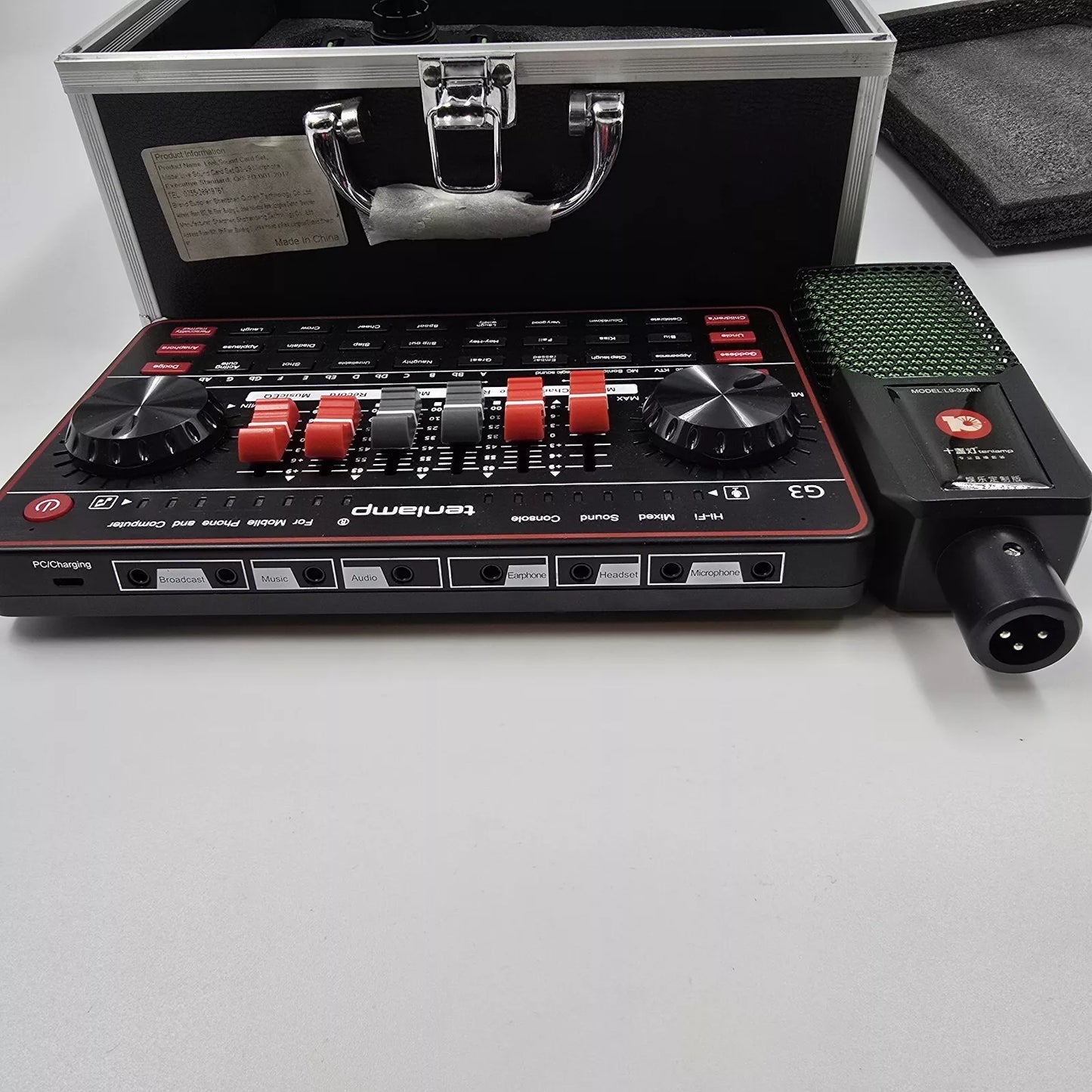 Tenlamp Audio Mixer Kit G3 Live Sound Card Studio Recording L9 Microphone Lot
