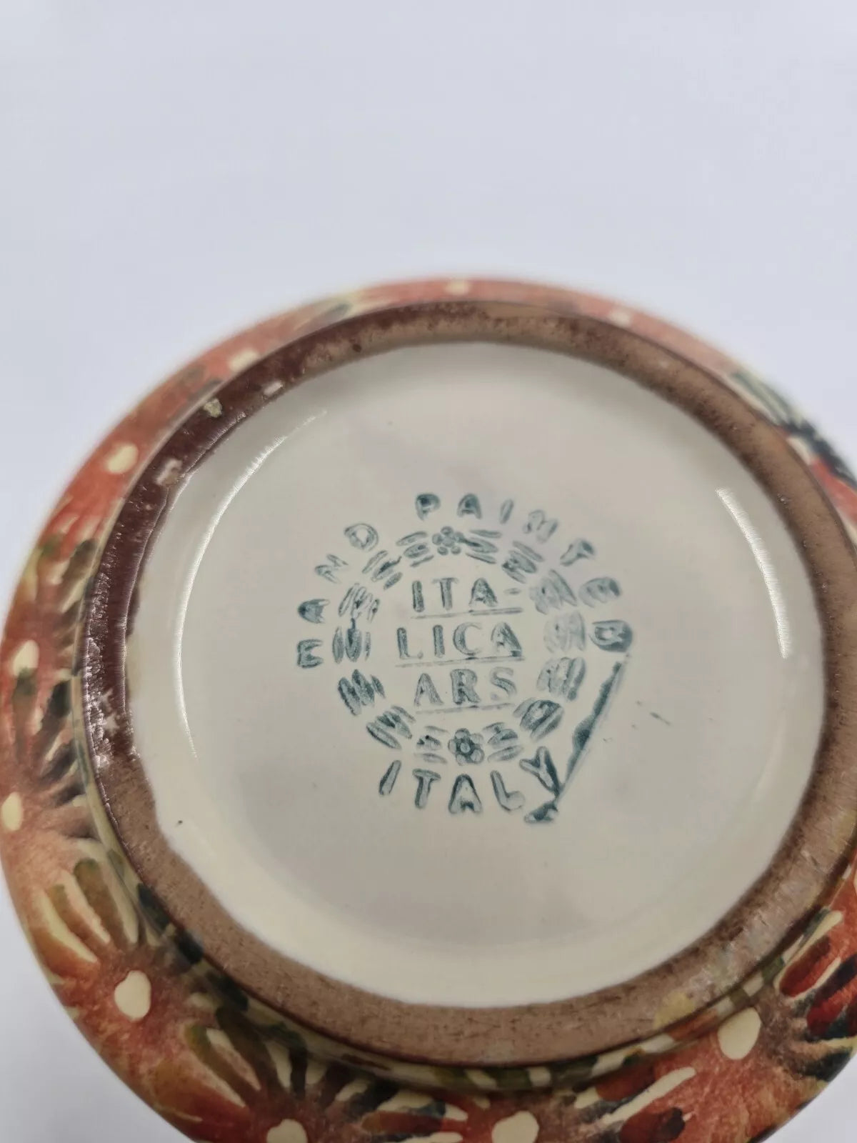 Vintage Italica Ars Hand Painted Italy Planter Pot Floral Yellow