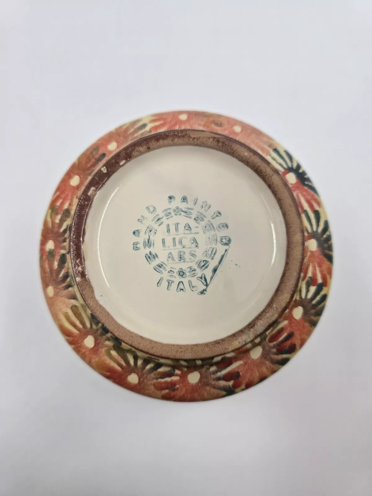 Vintage Italica Ars Hand Painted Italy Planter Pot Floral Yellow