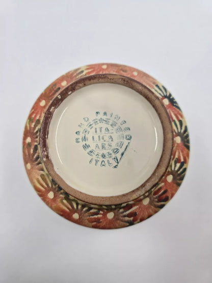 Vintage Italica Ars Hand Painted Italy Planter Pot Floral Yellow