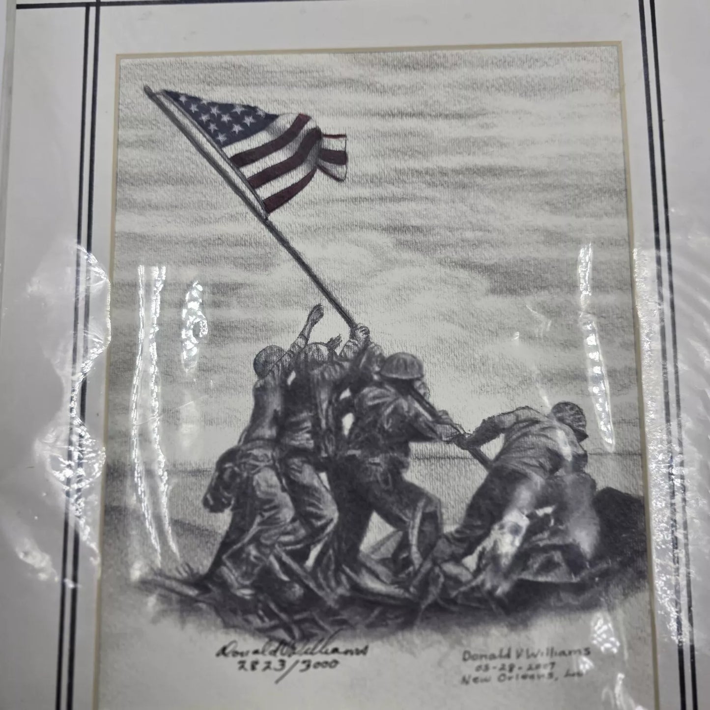 Vintage Donald V. Williams Signed, Limited Edition "Iwo Jima" Art Print