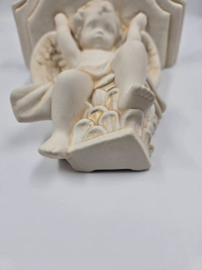 Vintage Plaster Cherub Angel Wall Sconce 9.25" X 9.25" X 5"