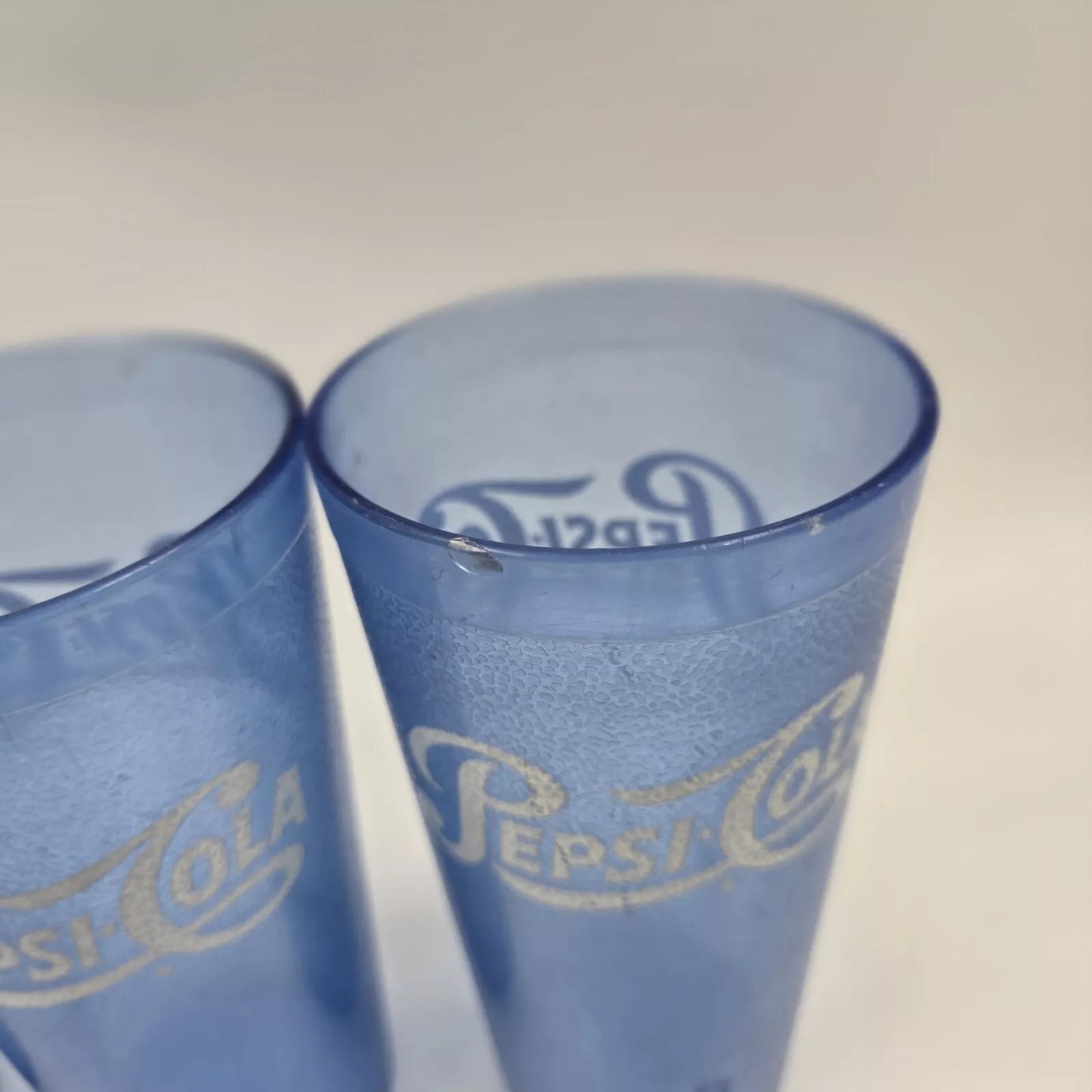 4 SET ROYAL BLUE FROSTED PLASTIC PEPSI-COLA CUPS 16 OZ RESTAURANT STYLE