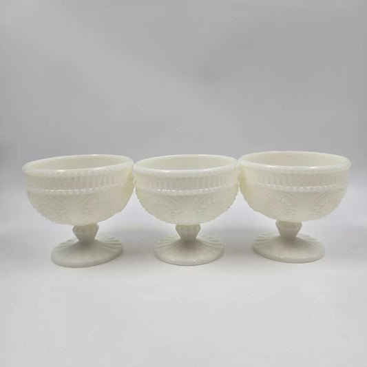 Pioneer Woman Adeline Snow Sundae Cup Bowl Milk Glass New Set of 3