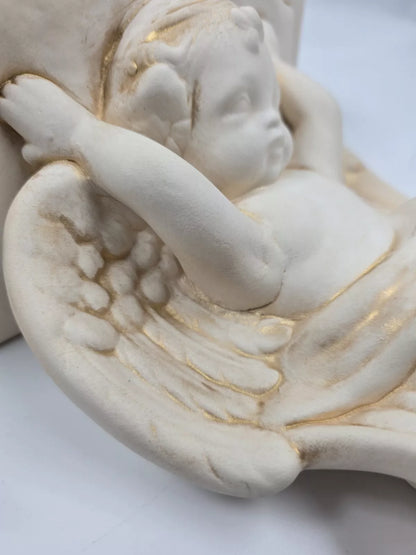 Vintage Plaster Cherub Angel Wall Sconce 9.25" X 9.25" X 5"