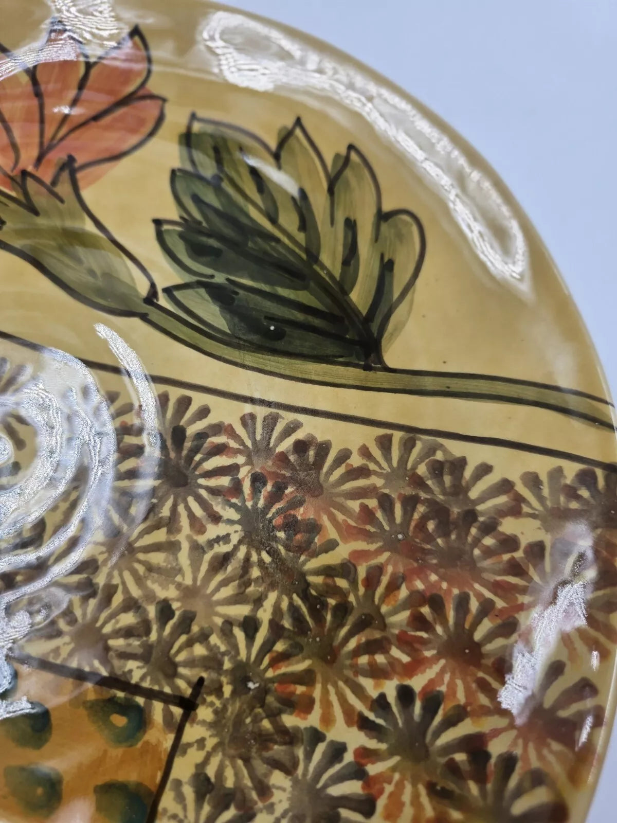 Italica Ars Fluted 10.5” Hand Painted Flower Large Plate Italy Platter