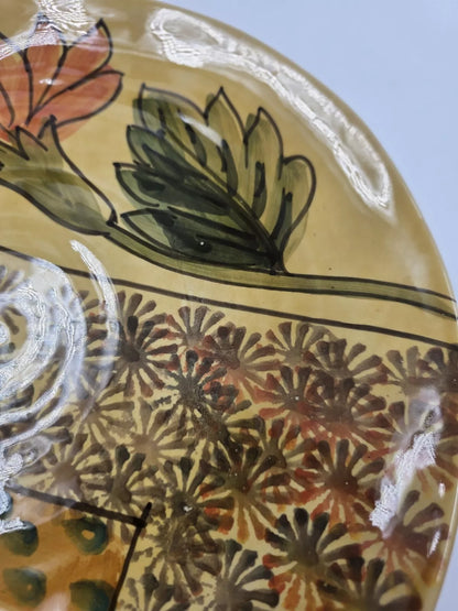 Italica Ars Fluted 10.5” Hand Painted Flower Large Plate Italy Platter
