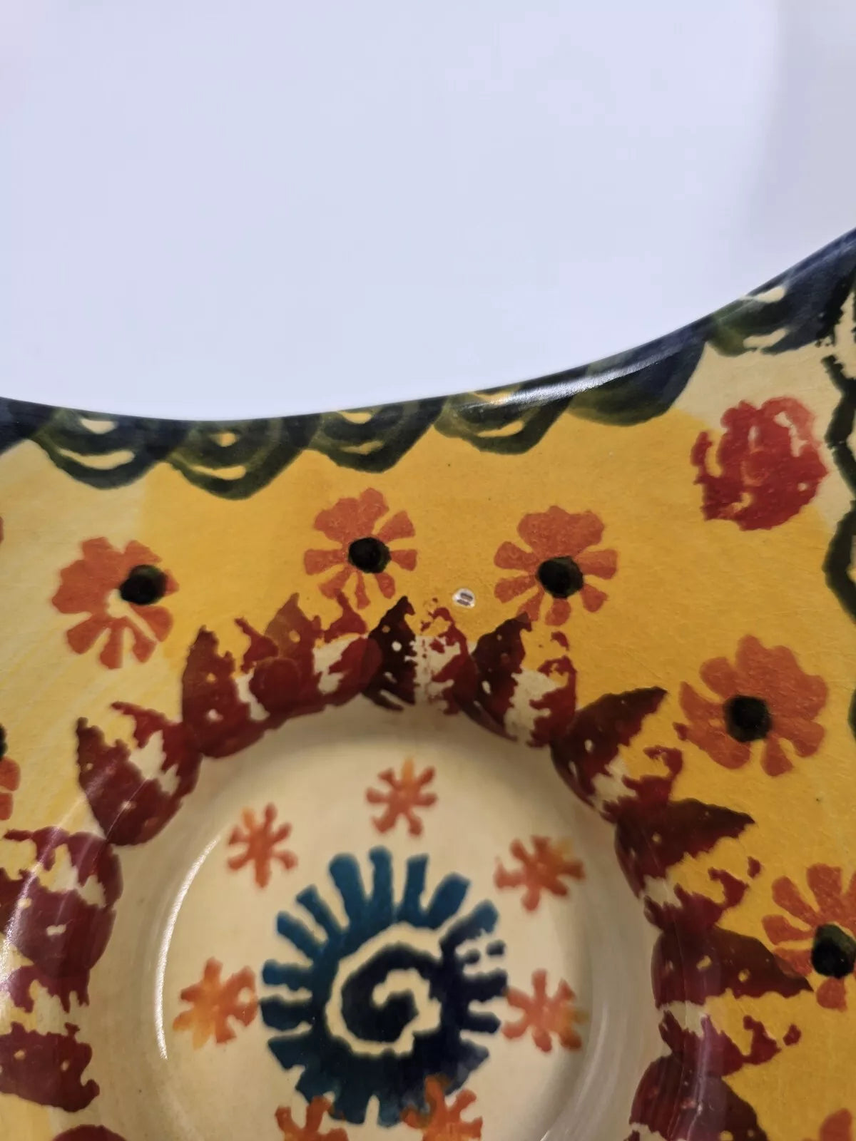 Italian Pottery Square Candle Holder Multicolor Floral Hand Painted Set of 2