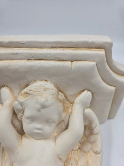 Vintage Plaster Cherub Angel Wall Sconce 9.25" X 9.25" X 5"