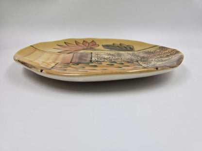 Italica Ars Fluted 10.5” Hand Painted Flower Large Plate Italy Platter