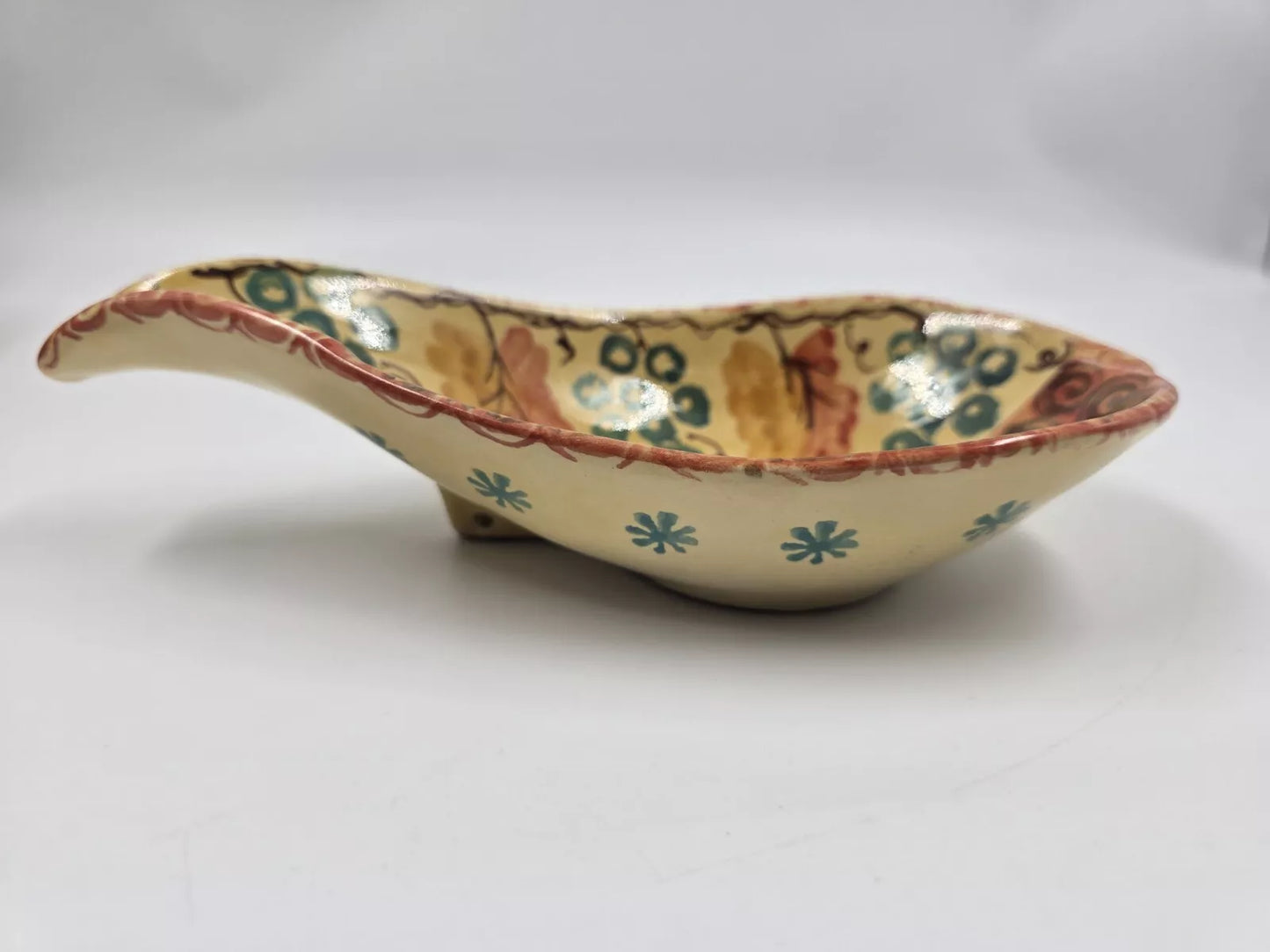 Spoon Rest, Made in Italy, Deep For Ladles Floral/Swirl Pattern