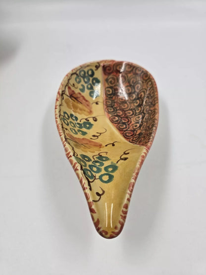 Spoon Rest, Made in Italy, Deep For Ladles Floral/Swirl Pattern