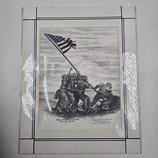 Vintage Donald V. Williams Signed, Limited Edition "Iwo Jima" Art Print