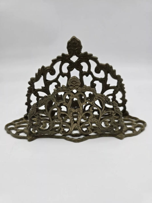 VINTAGE ORNATE BRASS LETTER HOLDER 7.5 " BY 4"