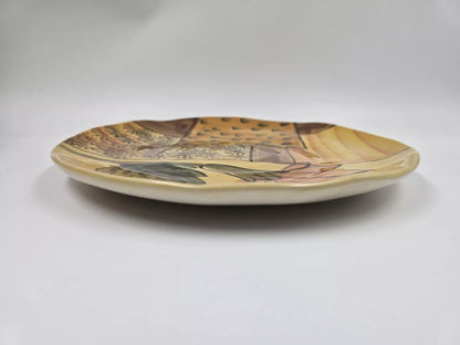 Italica Ars Fluted 10.5” Hand Painted Flower Large Plate Italy Platter