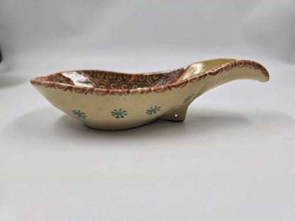 Spoon Rest, Made in Italy, Deep For Ladles Floral/Swirl Pattern