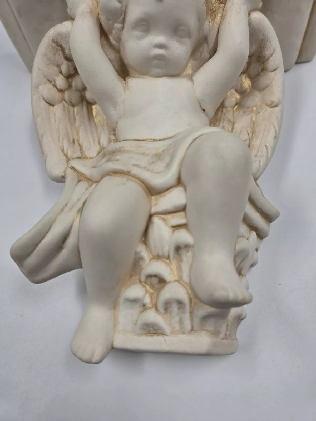 Vintage Plaster Cherub Angel Wall Sconce 9.25" X 9.25" X 5"