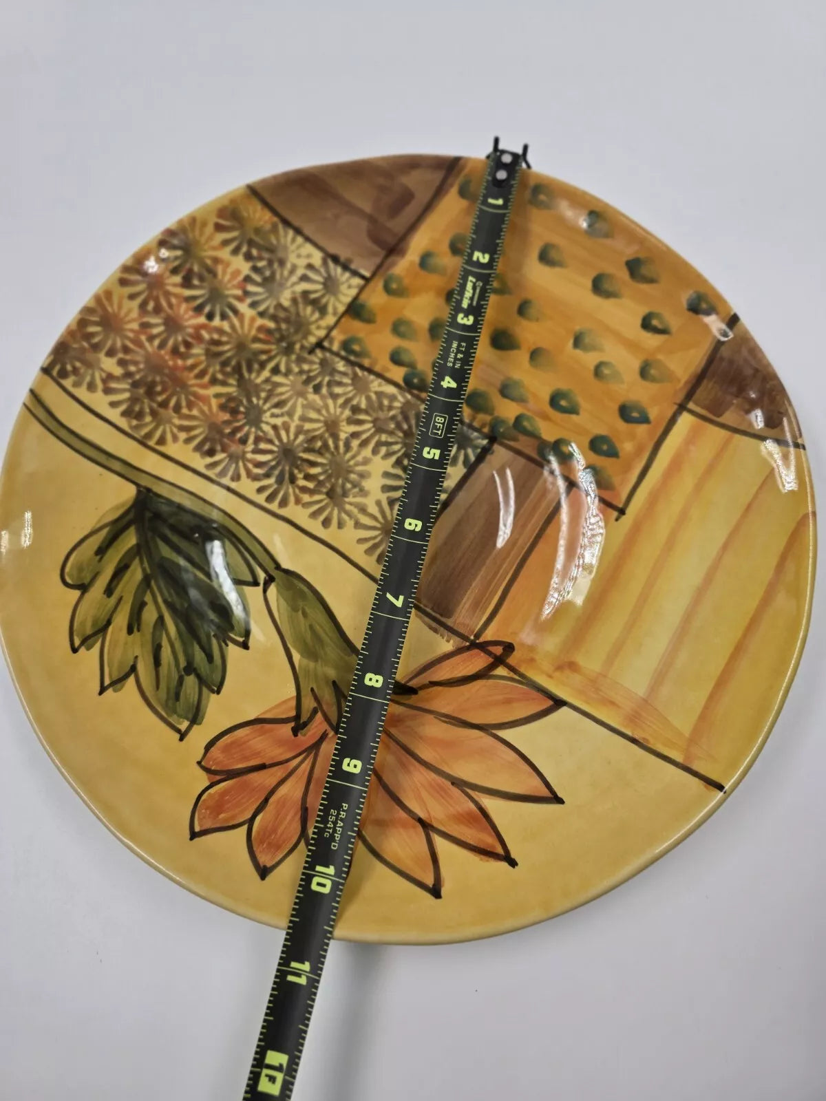Italica Ars Fluted 10.5” Hand Painted Flower Large Plate Italy Platter