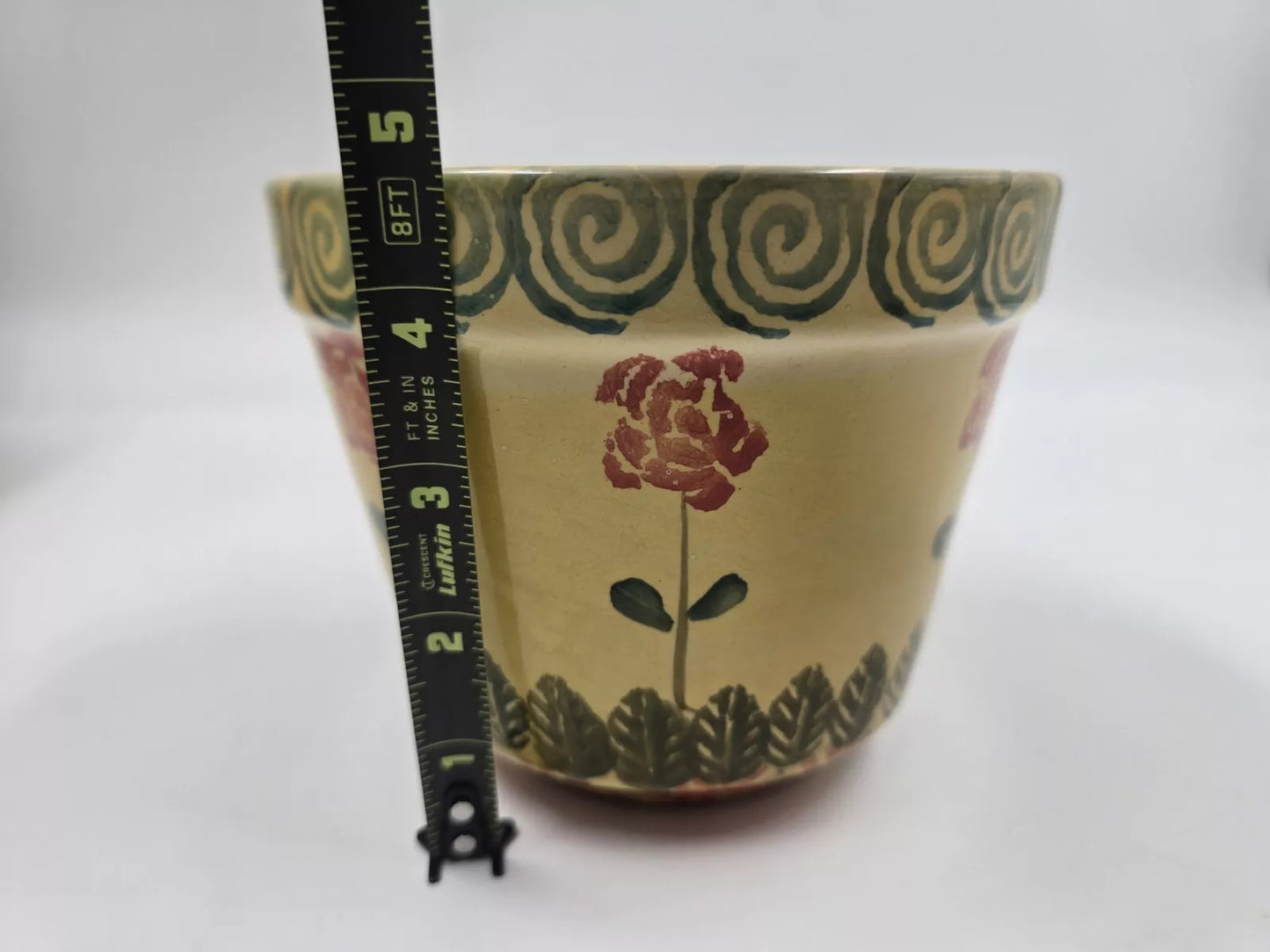 Vintage Italica Ars Hand Painted Italy Planter Pot Floral Yellow
